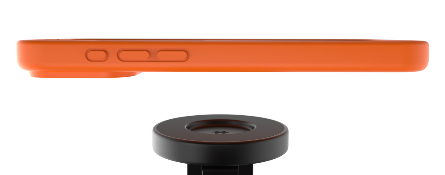 iPhone 17 Pro Max stabilnie zamocowany na uchwycie MagSafe Noto Grip Notomi.