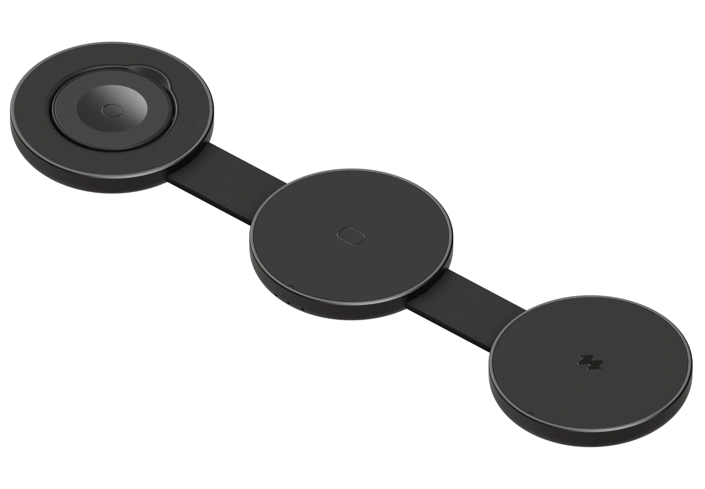 Noto Charge Pad Go – szybka składana biała mini ładowarka indukcyjna 15 W z trzema strefami ładowania dla iPhone’a, Apple Watch i AirPods.