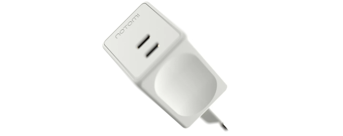 Kompaktowa biała ładowarka sieciowa Notomi 48 W z dwoma portami USB-C.