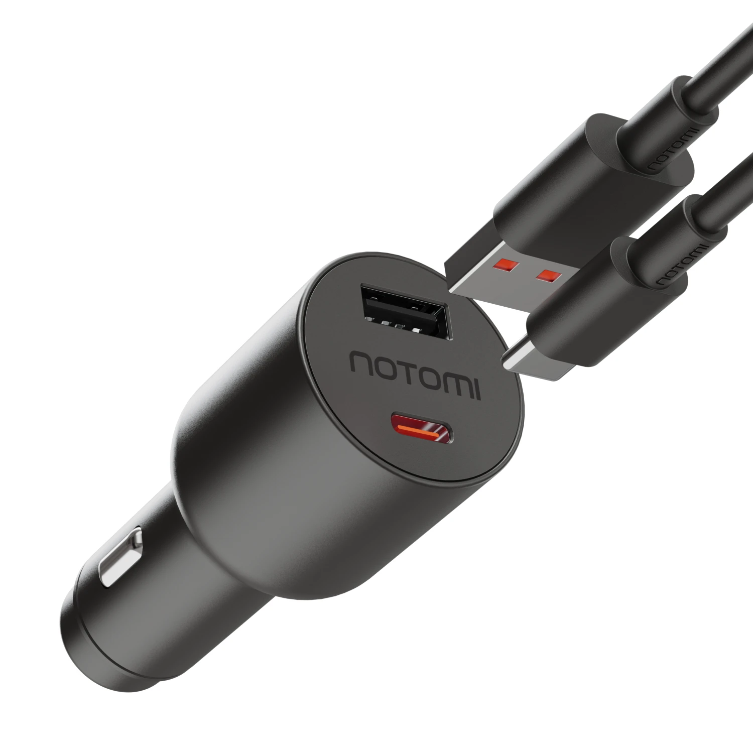 Ładowarka samochodowa 65 W USB-C + USB-A z metalową obudową czarny